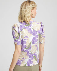 Chico's Clothing Floral Slub Henley Tee
