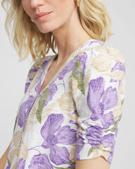 Chico's Clothing Floral Slub Henley Tee
