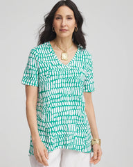Chico's Clothing Tropical Short Sleeve Forward-Seam Tee