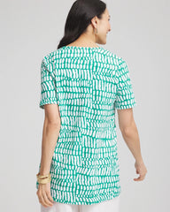 Chico's Clothing Tropical Short Sleeve Forward-Seam Tee