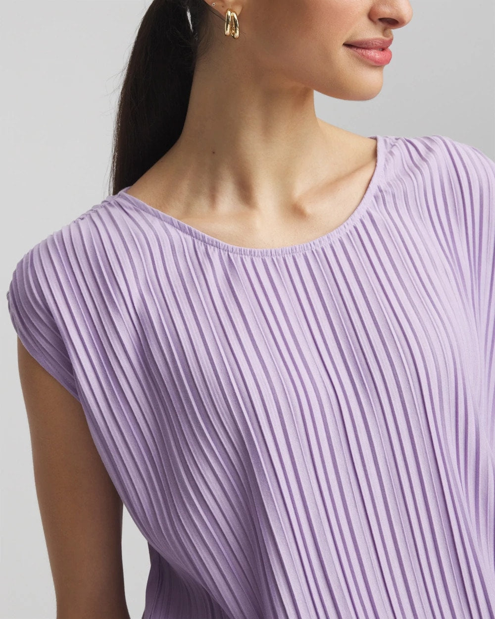 Chico's Clothing Pleated Bubble-Hem Tee