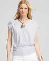 Chico's Clothing Foiled Knit Banded Bottom Top