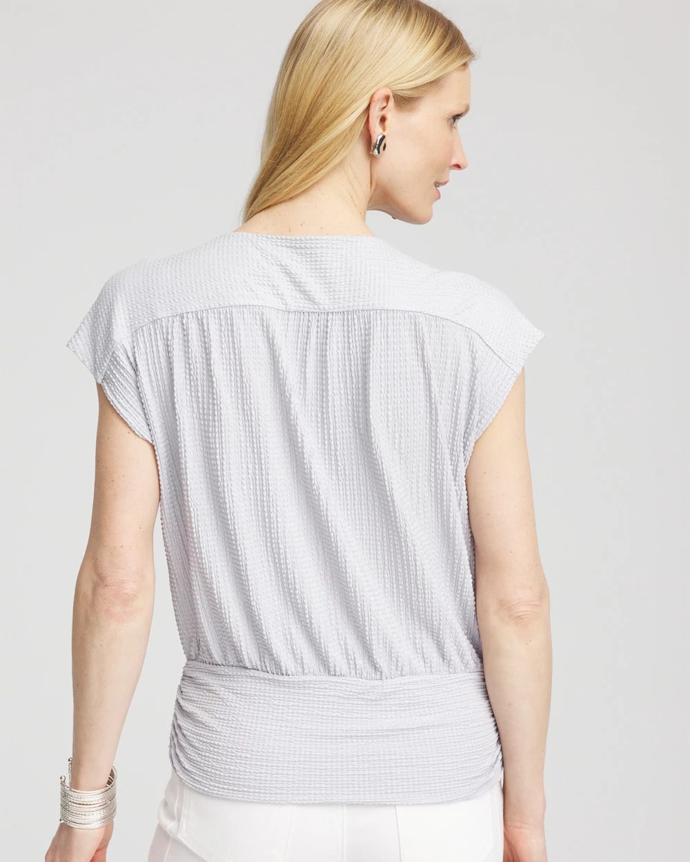 Chico's Clothing Foiled Knit Banded Bottom Top