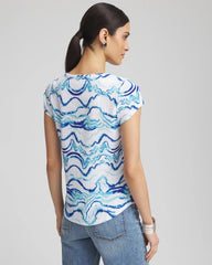 Chico's Clothing Ocean Waves Cap Sleeve Dolman Tee
