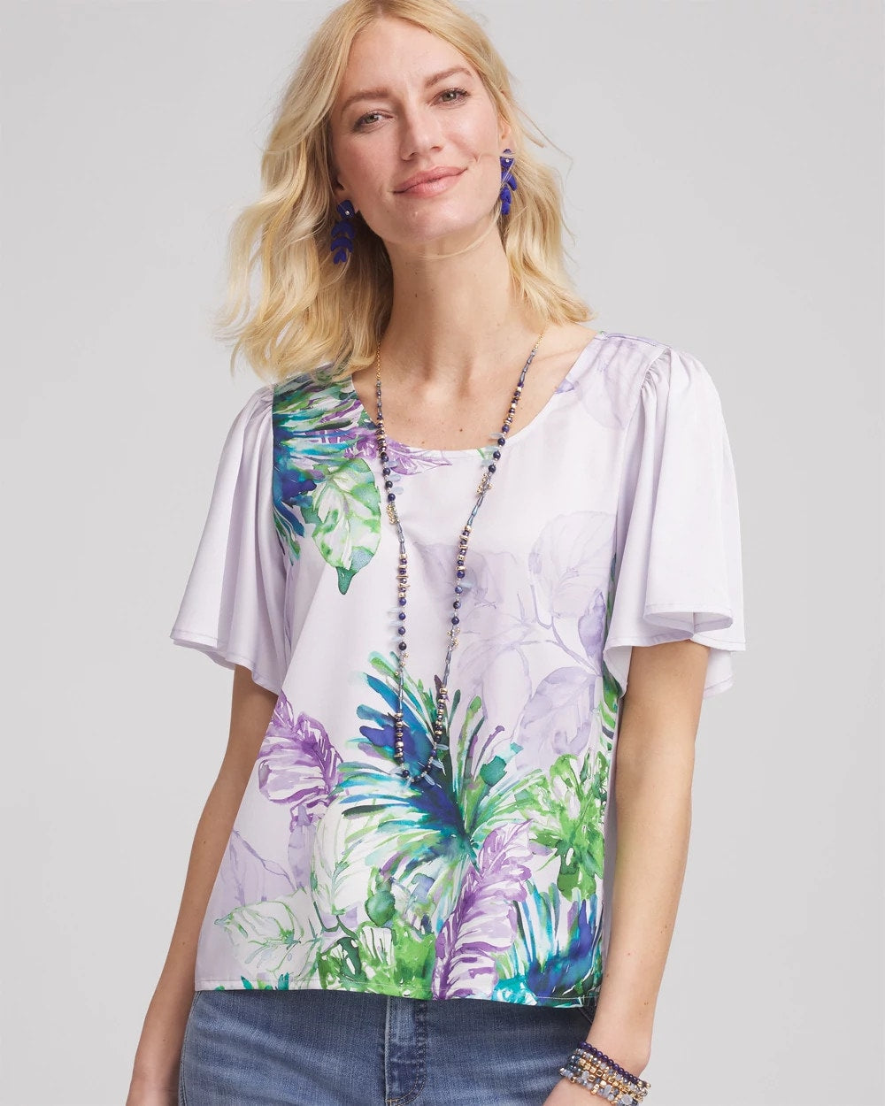 Chico's Clothing Flutter Sleeve Satin Top
