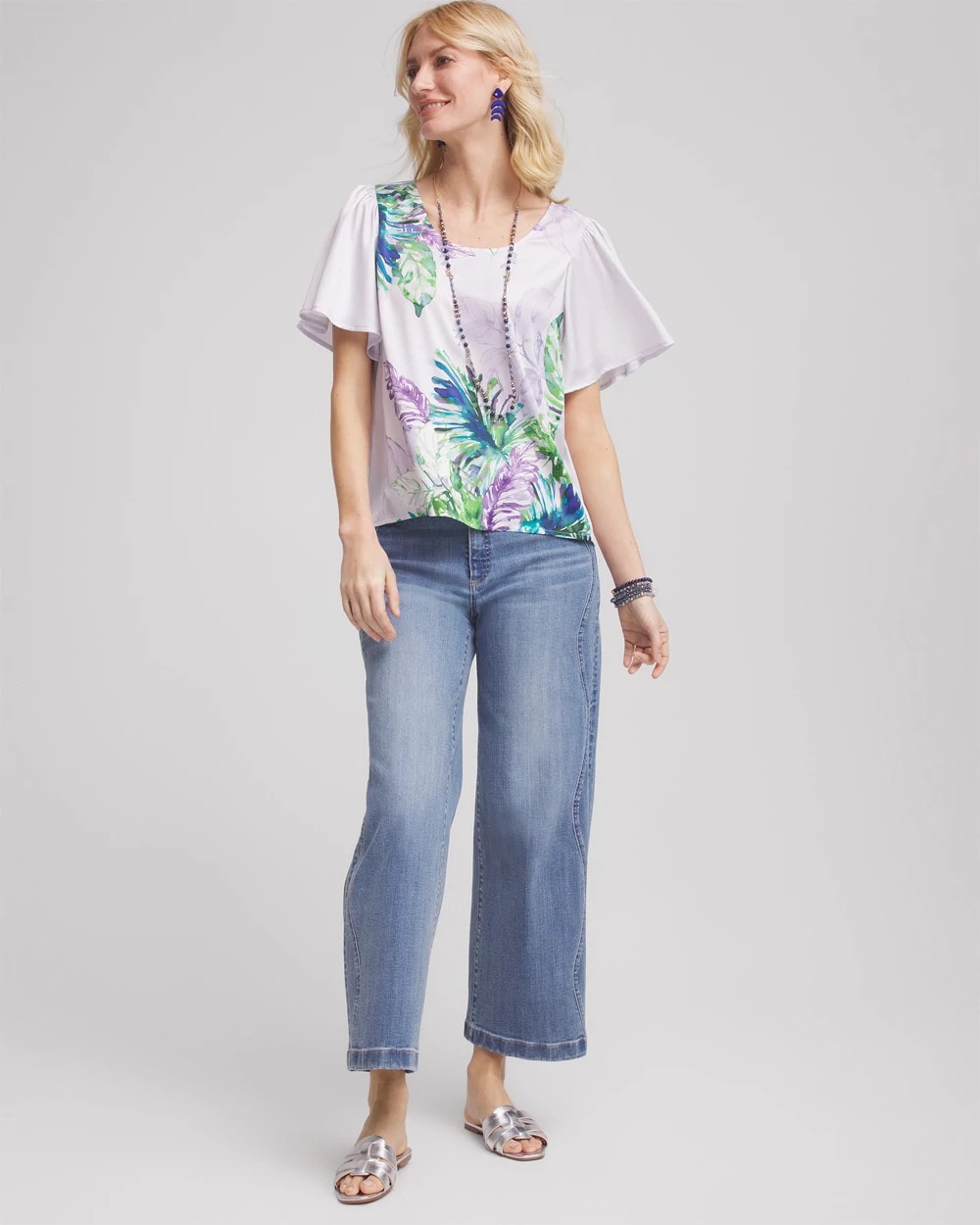 Chico's Clothing Flutter Sleeve Satin Top