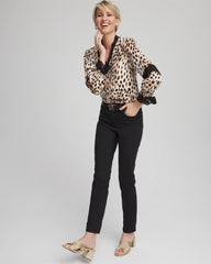 Chico's Clothing Animal Print Long-Sleeved Top