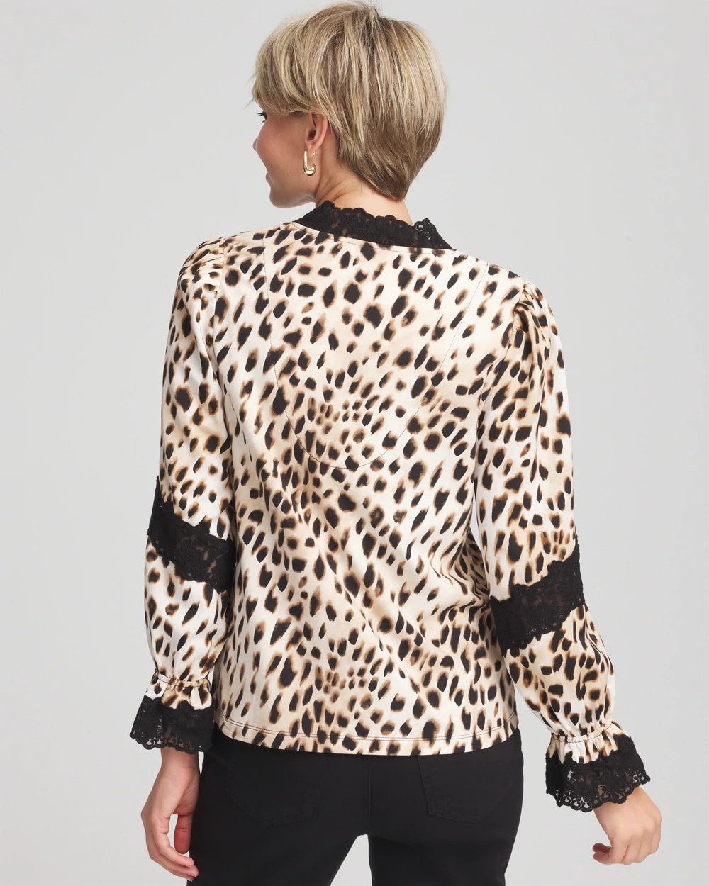 Chico's Clothing Animal Print Long-Sleeved Top