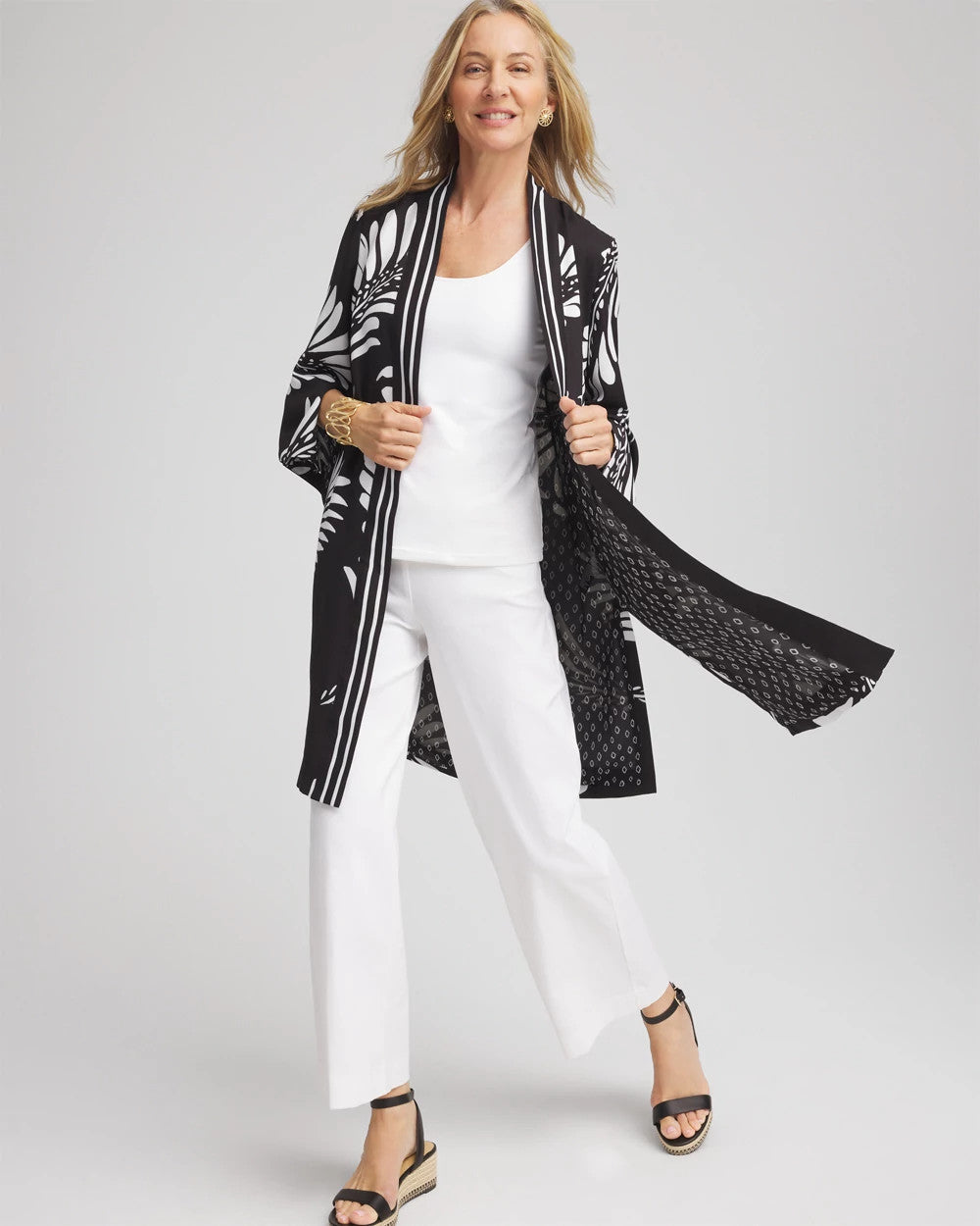 Chico's Clothing Tie-Front Long Kimono
