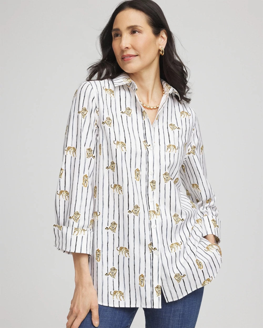 Chico's Clothing No Iron™ Leopard Graphic Shirt