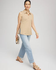 Chico's Clothing Slub Sleeveless Collared Tunic