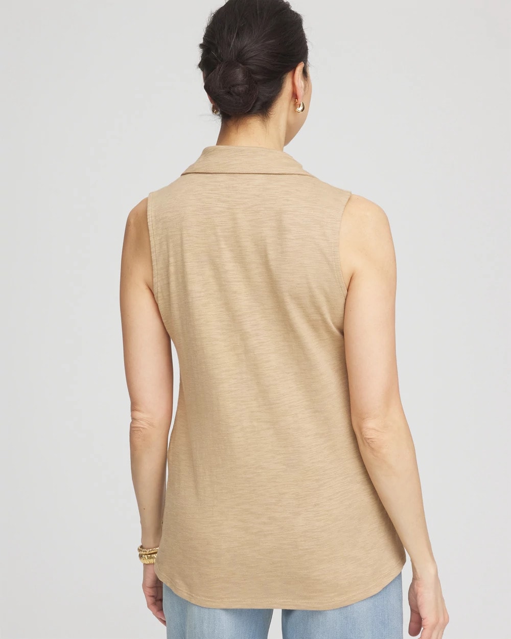 Chico's Clothing Slub Sleeveless Collared Tunic
