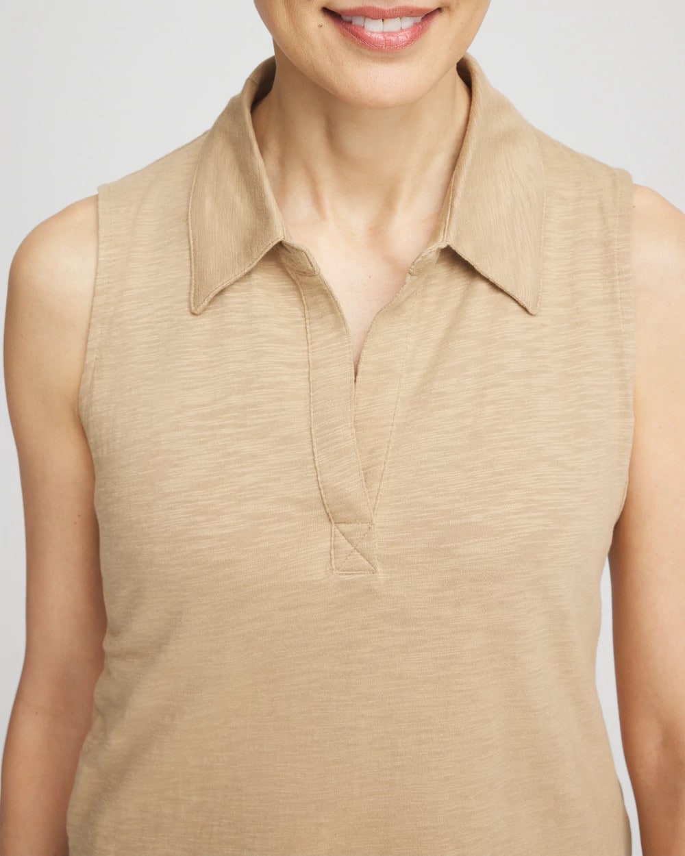 Chico's Clothing Slub Sleeveless Collared Tunic
