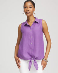 Chico's Clothing No Iron™ Linen Tie-Front Sleeveless Shirt