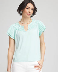 Chico's Clothing Touch of Cool™ Layered Pleated Flutter Tee