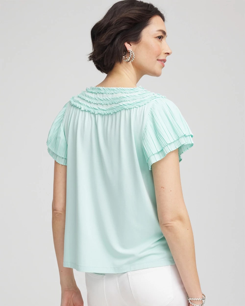 Chico's Clothing Touch of Cool™ Layered Pleated Flutter Tee