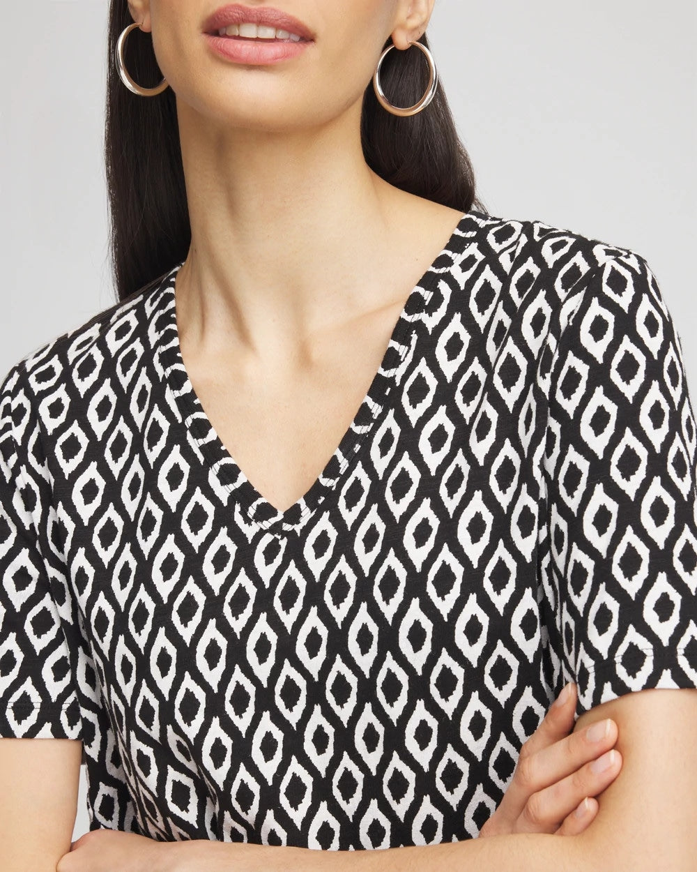 Chico's Clothing Graphic Slub V-Neck Tee