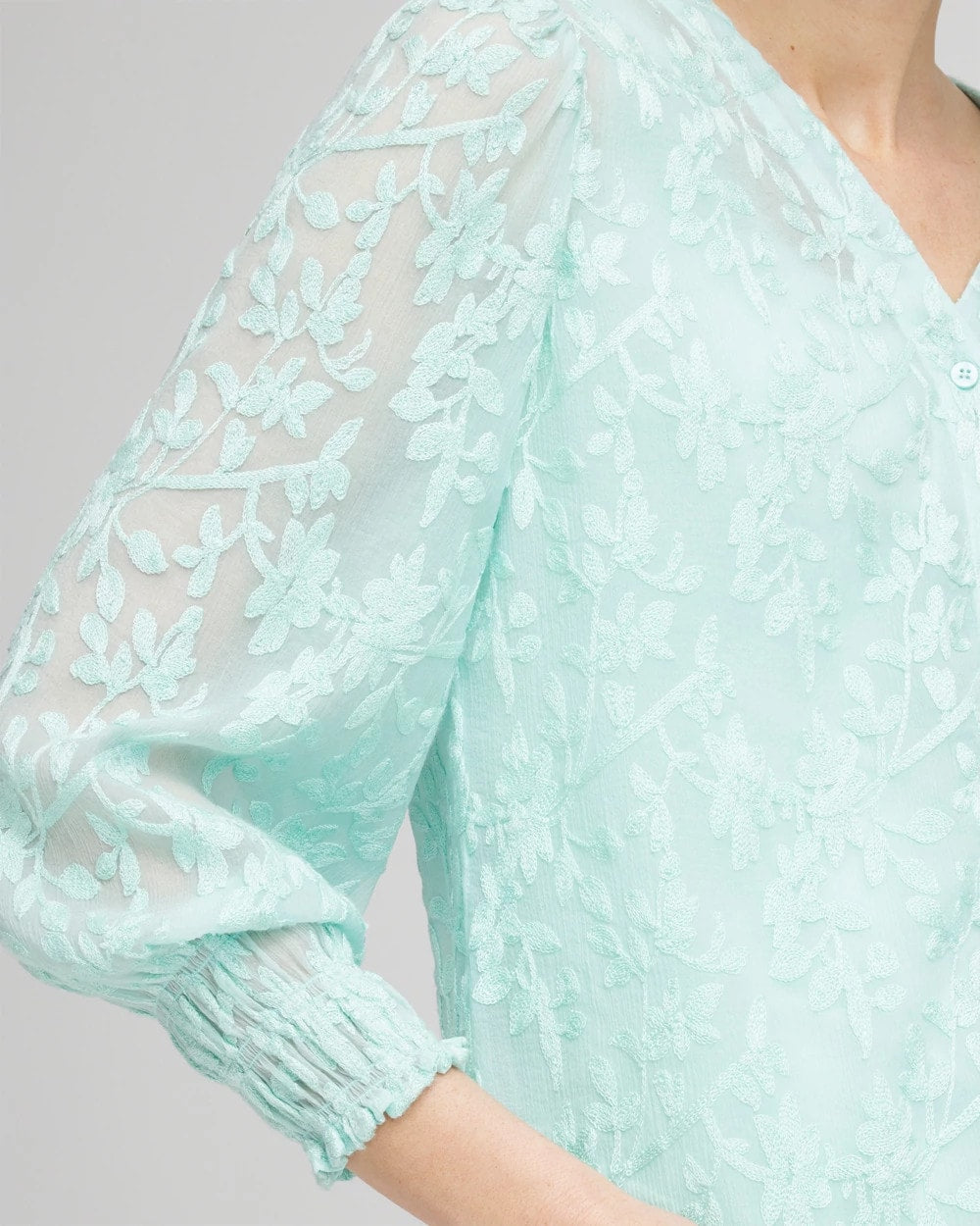 Chico's Clothing Floral Soutache V-Neck Blouse