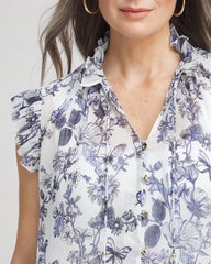 Chico's Clothing Butterfly Ruffle Collar Blouse
