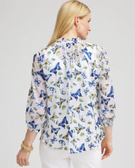 Chico's Clothing Ruffle Collar Butterfly Burnout Blouse