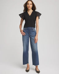Chico's Clothing Pleated-Trim Flutter-Sleeve Tee