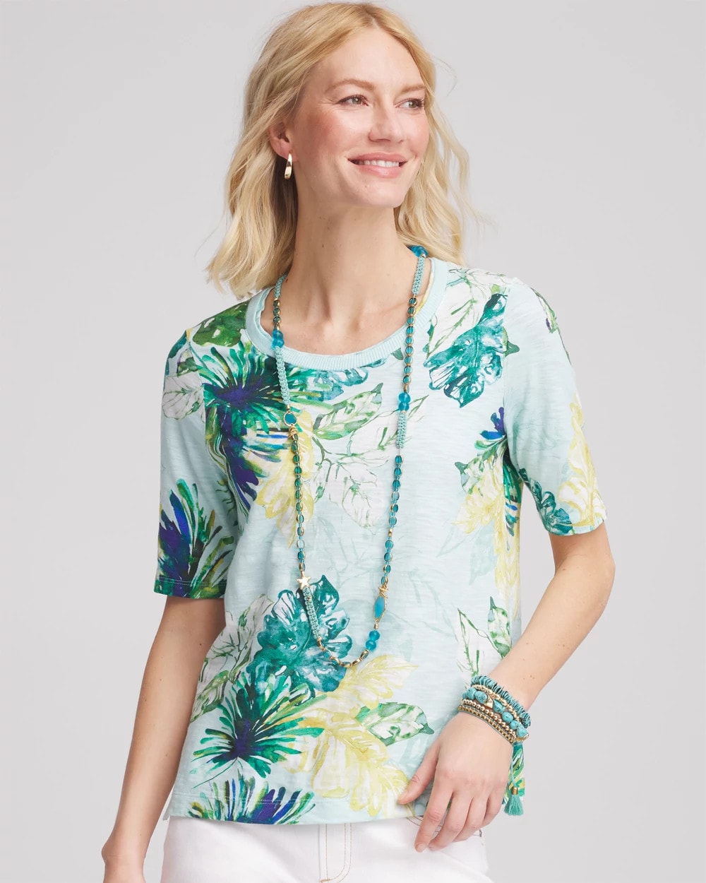Chico's Clothing Island Print Slub Short-Sleeve Tee