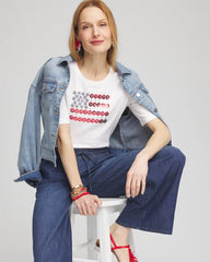 Chico's Clothing Flag Embellished Knit Tee