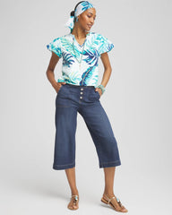 Chico's Clothing Notch Neck Cap Sleeve Tee