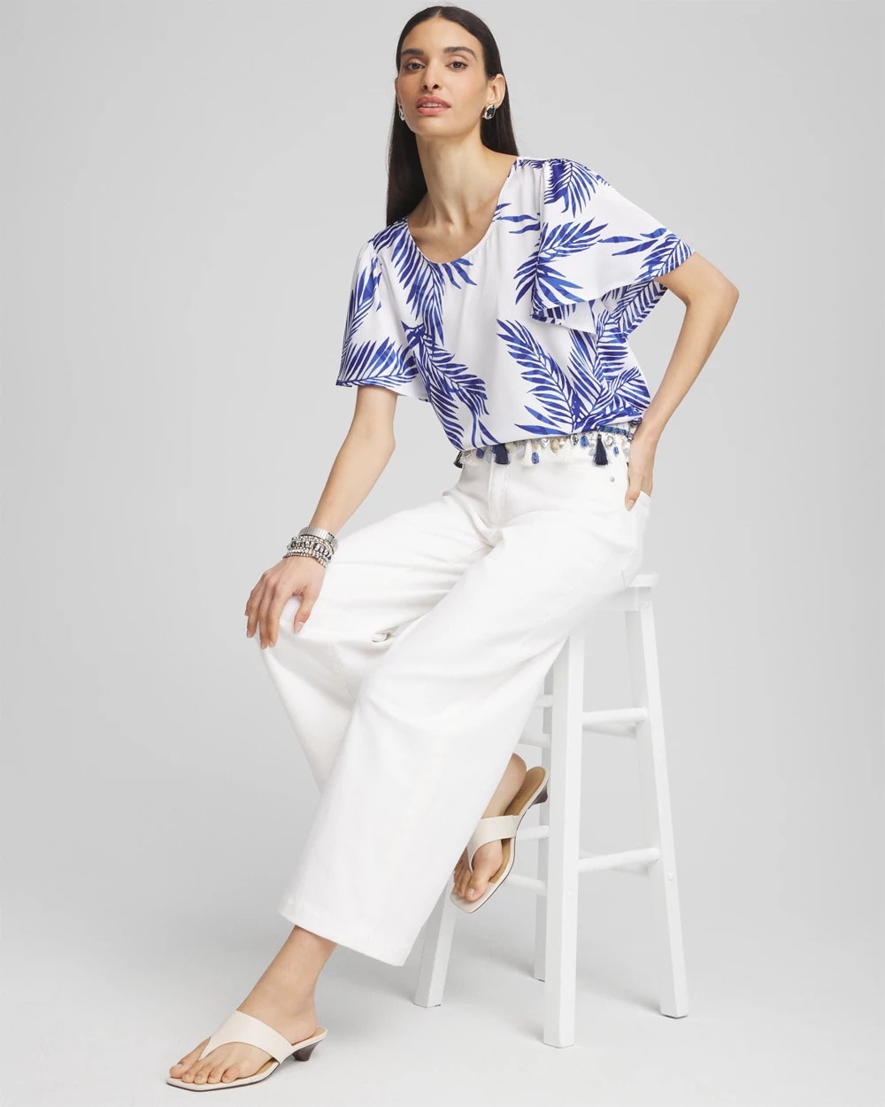 Chico's Clothing Flutter Sleeve Satin Top