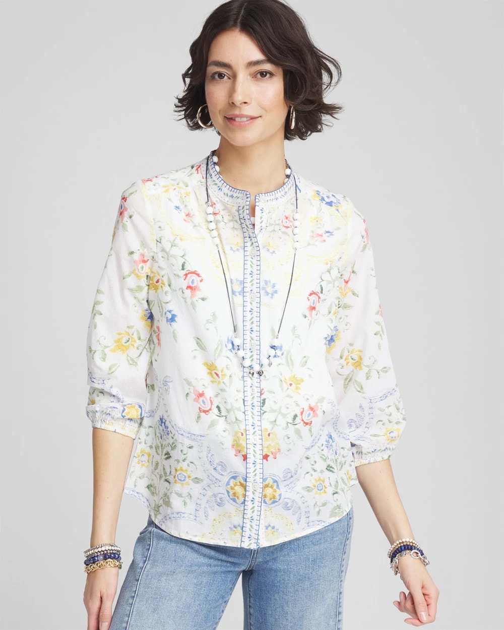 Chico's Clothing Floral Billow-Sleeve Blouse
