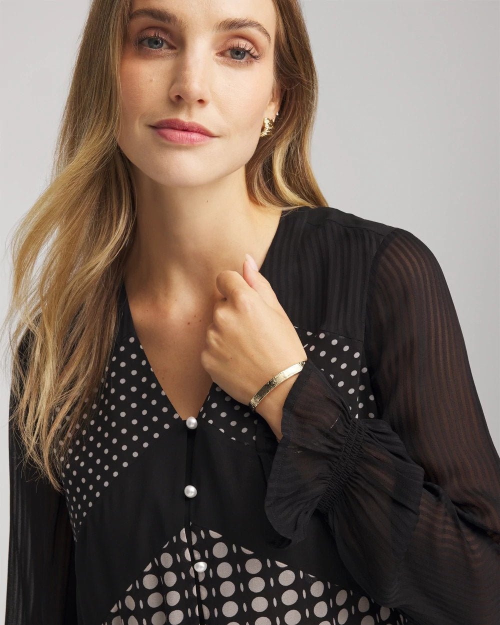 Chico's Clothing Georgette Polka Dot Blouse