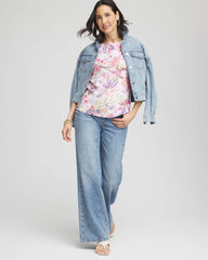 Chico's Clothing Tropical Floral Pima Tee
