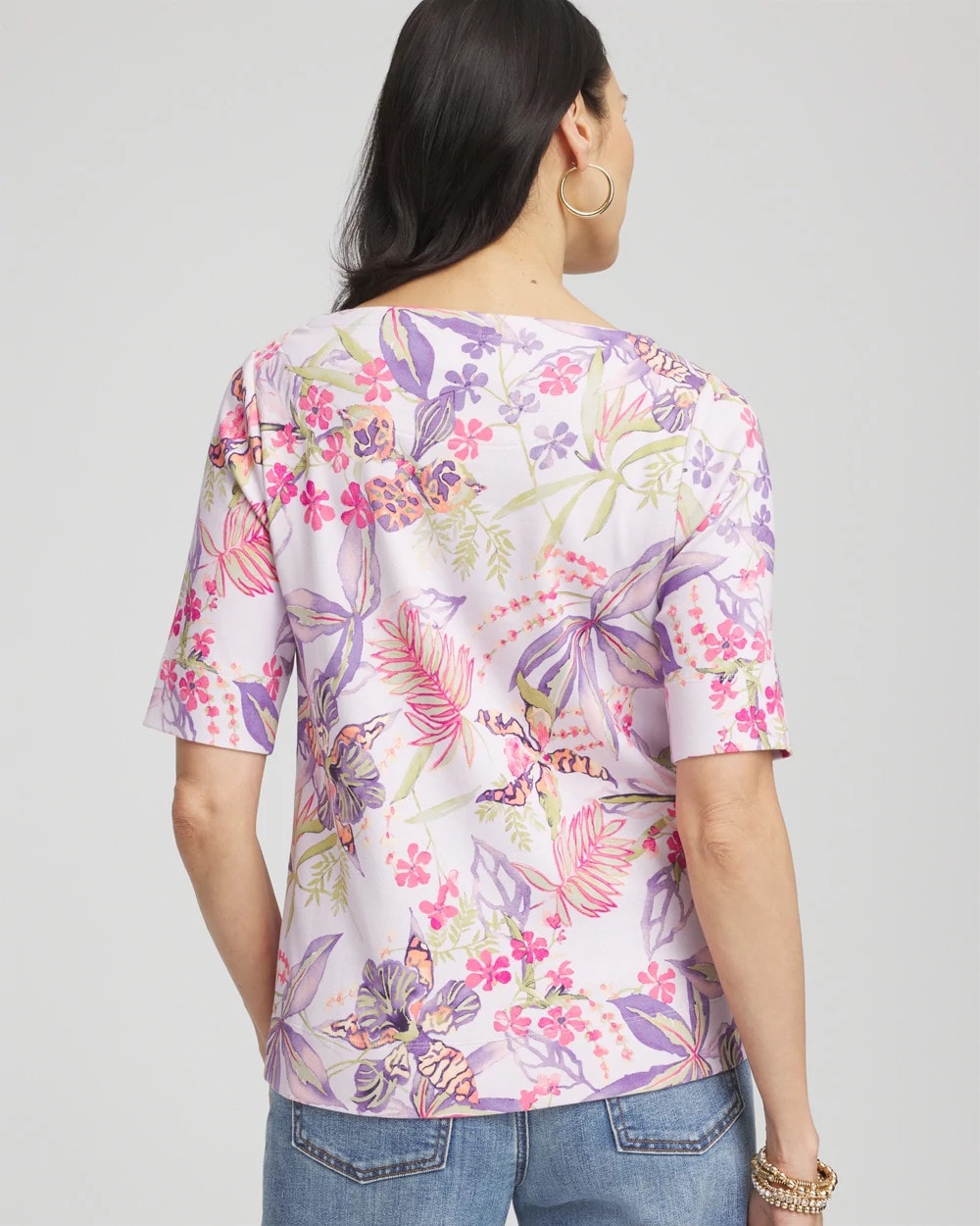 Chico's Clothing Tropical Floral Pima Tee