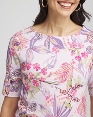 Chico's Clothing Tropical Floral Pima Tee