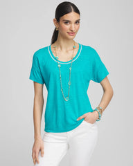 Chico's Clothing Sweater Trim Linen Tee