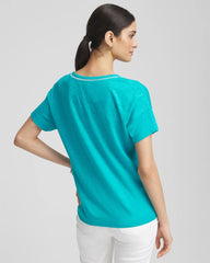 Chico's Clothing Sweater Trim Linen Tee