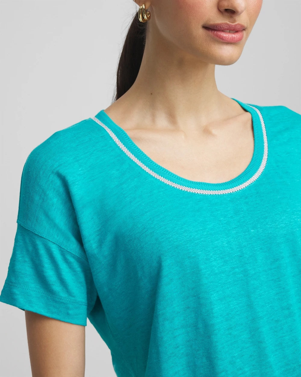 Chico's Clothing Sweater Trim Linen Tee