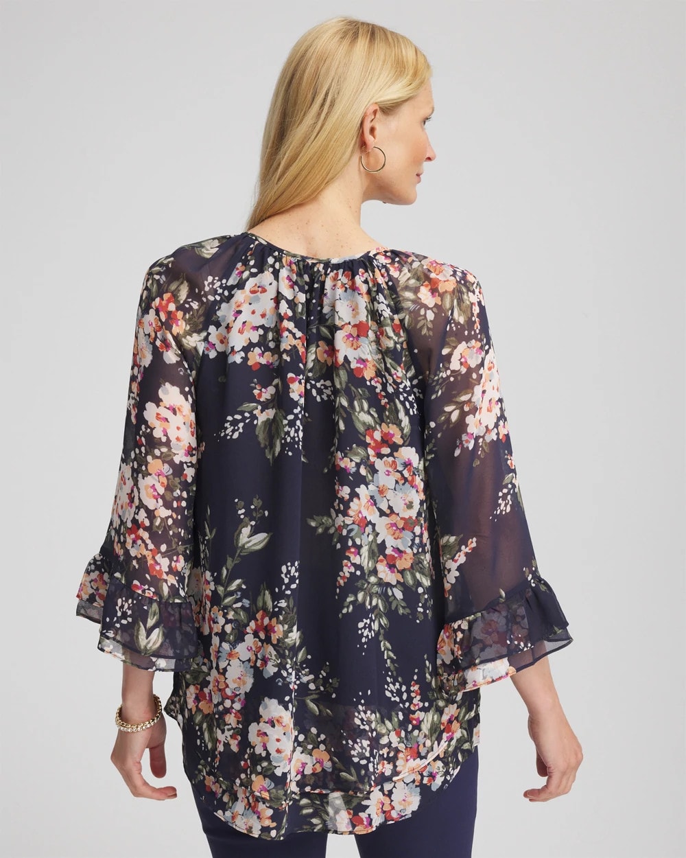 Chico's Clothing Floral Georgette Blouse