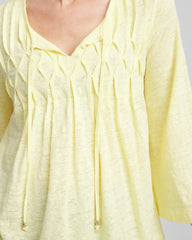 Chico's Clothing Pintuck Linen Notched-Neck Tee