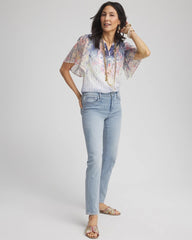 Chico's Clothing Jacquard Flutter-Sleeve Blouse