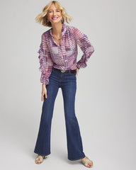 Chico's Clothing Gingham-Print Georgette Blouse