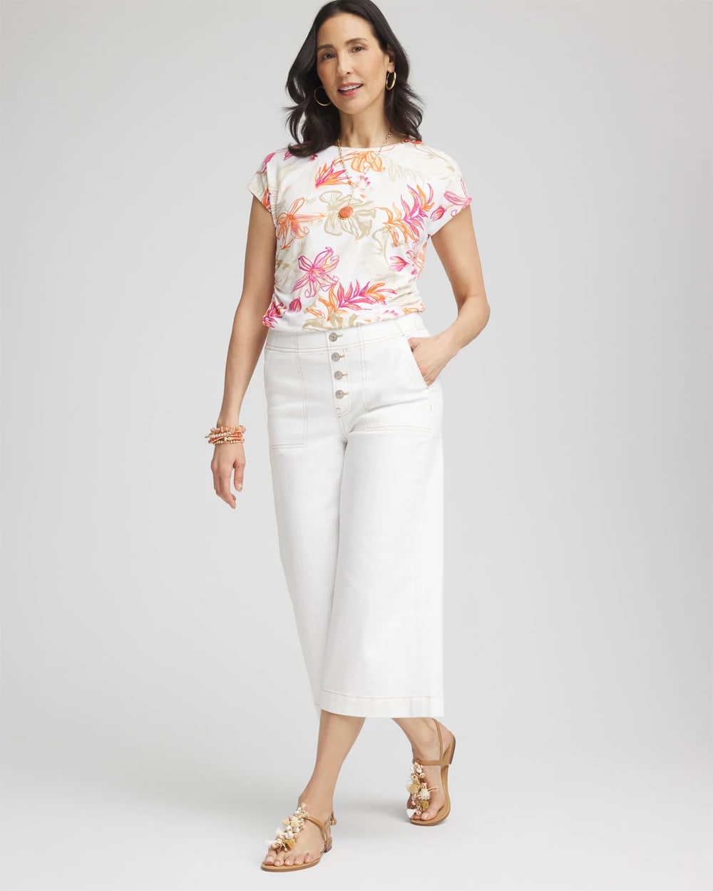 Chico's Clothing Touch of Cool™ Tropical Floral Dolman Tee