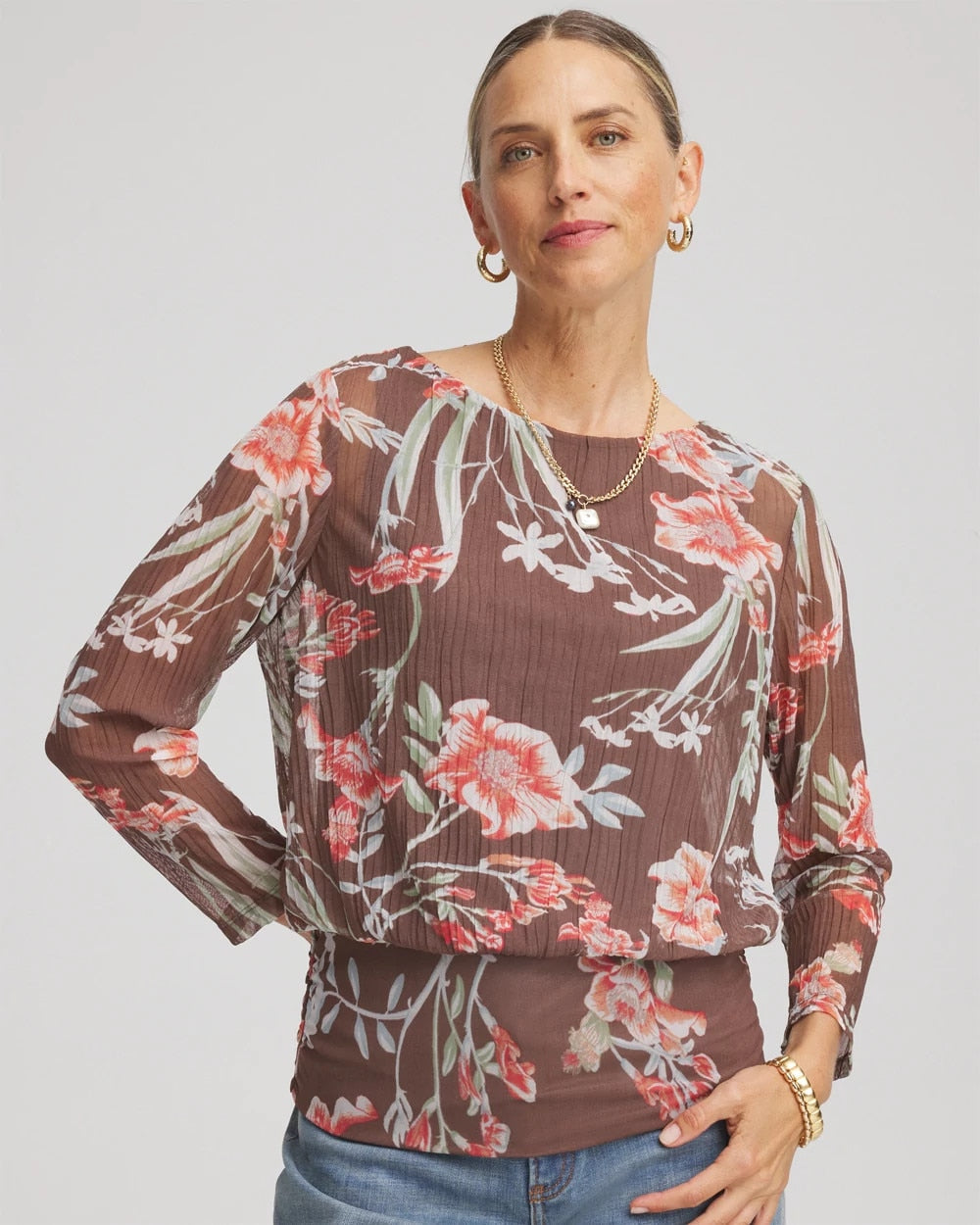 Chico's Clothing Textured Banded-Hem Top