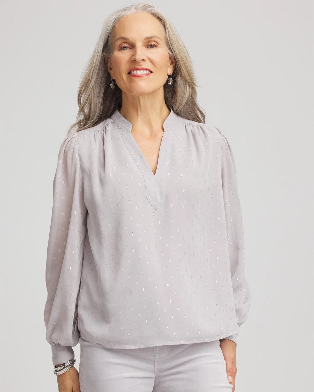 Chico's Clothing Georgette Clip Dot Blouse