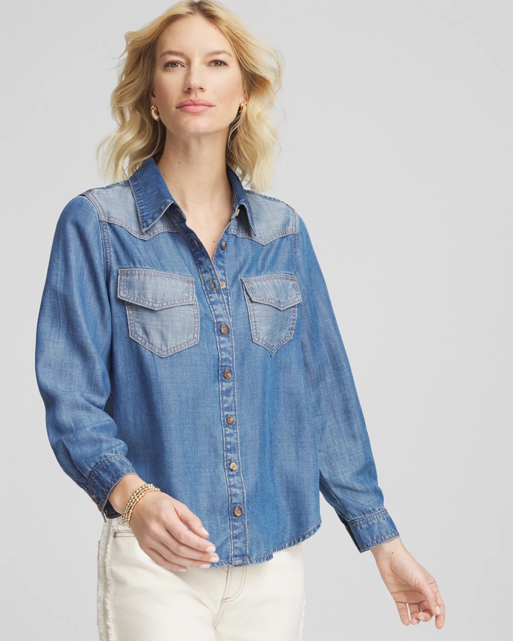 Chico's Clothing Tencel™ Colorblock Classic-Fit Shirt