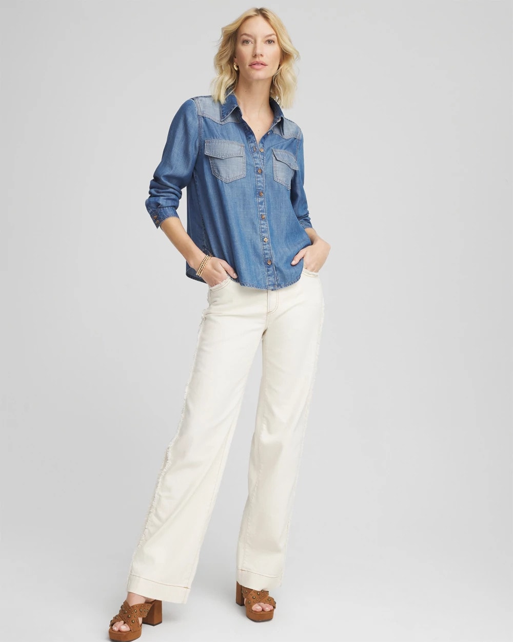 Chico's Clothing Tencel™ Colorblock Classic-Fit Shirt