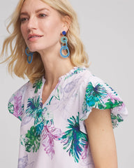 Chico's Clothing Notch Neck Cap Sleeve Tee