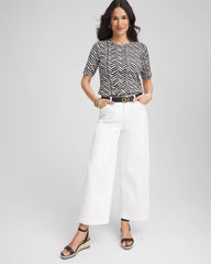 Chico's Clothing Printed Classic Fit Pima Cotton Tee