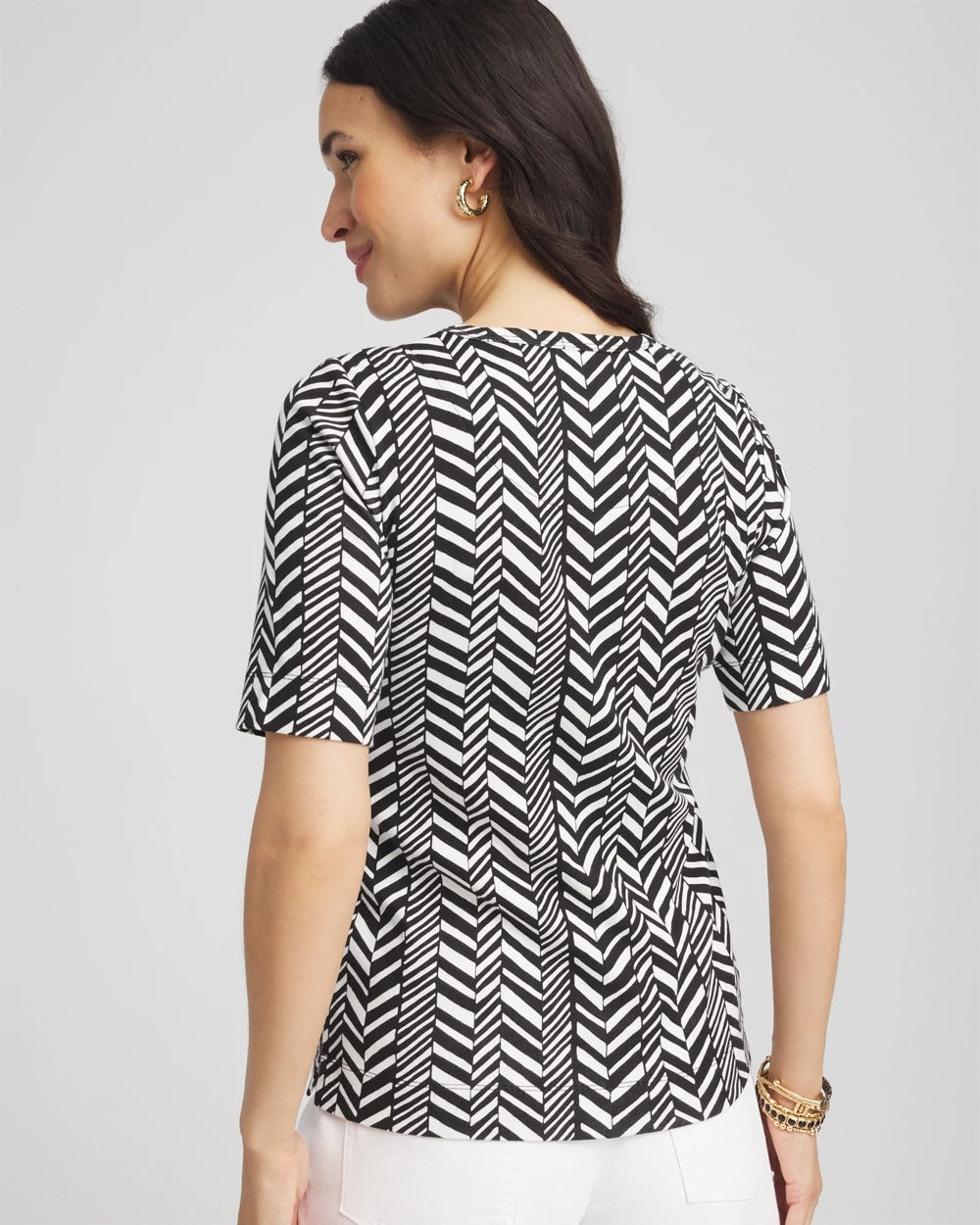 Chico's Clothing Printed Classic Fit Pima Cotton Tee