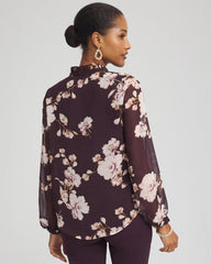 Chico's Clothing Frosty Floral Ruffleneck Blouse